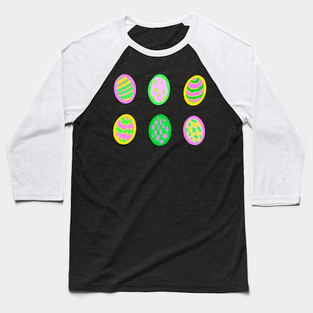 Colourful Easter Egg Design Baseball T-Shirt by ROLLIE MC SCROLLIE